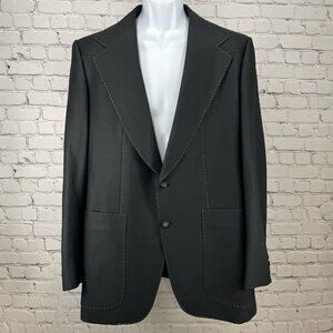 VTG Regency Park Black Blazer 2 Button Western Stitching Pockets Size 44